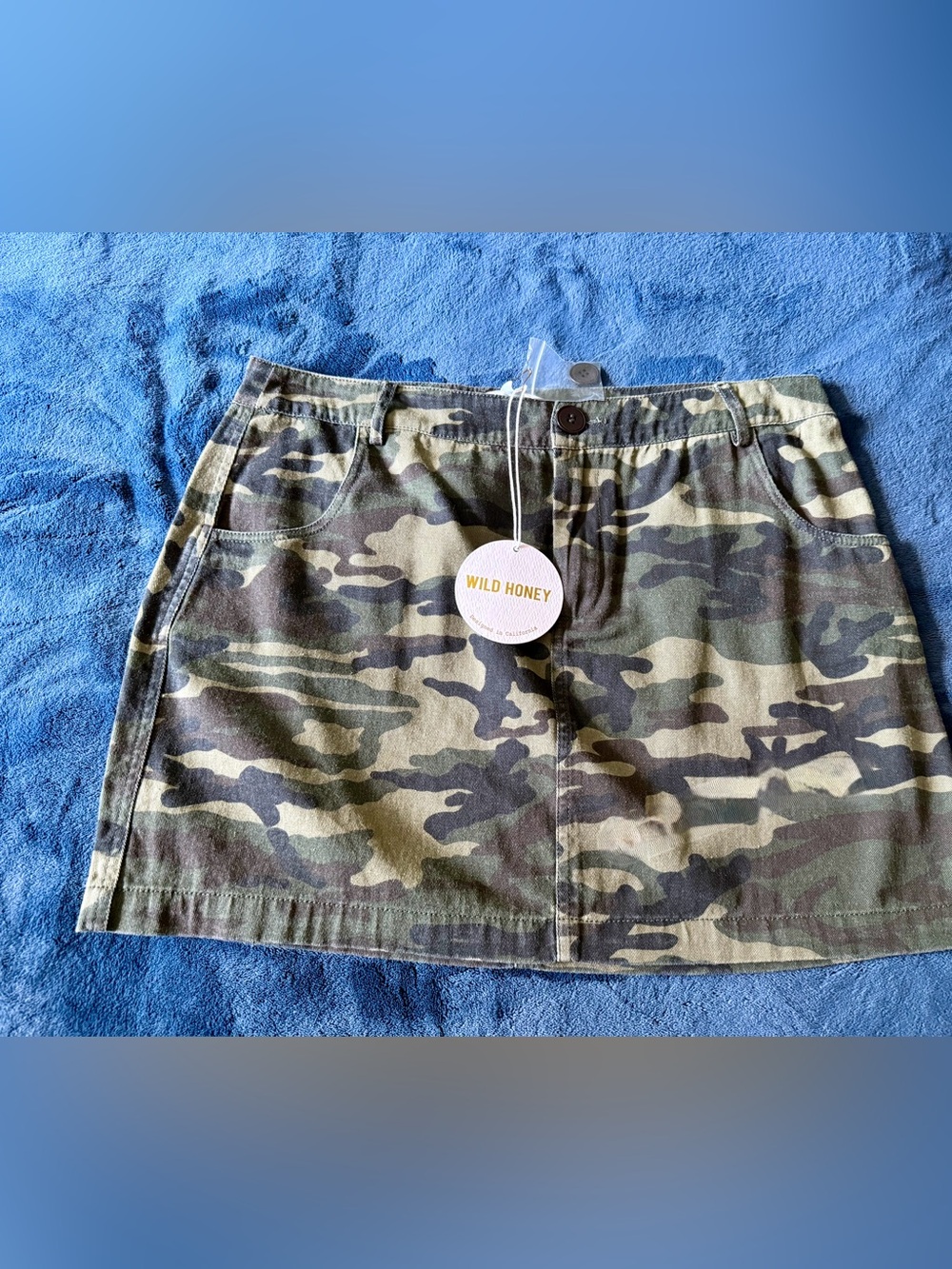 NWT Wild Honey Green Camo Cargo Mini Skirt Women Large Utility Streetwear